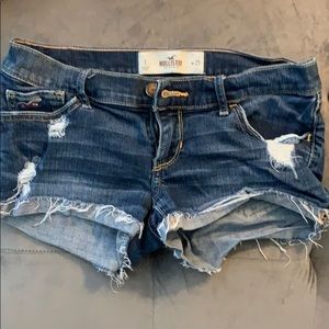 Hollister dark wash destroyed jean shorts, size 1